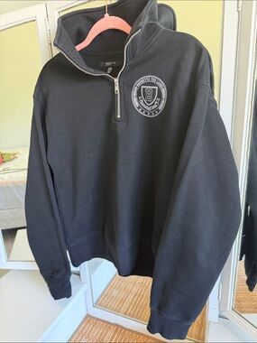 Brunette The Label Black Quarter-Zip Sweatshirt with Crest